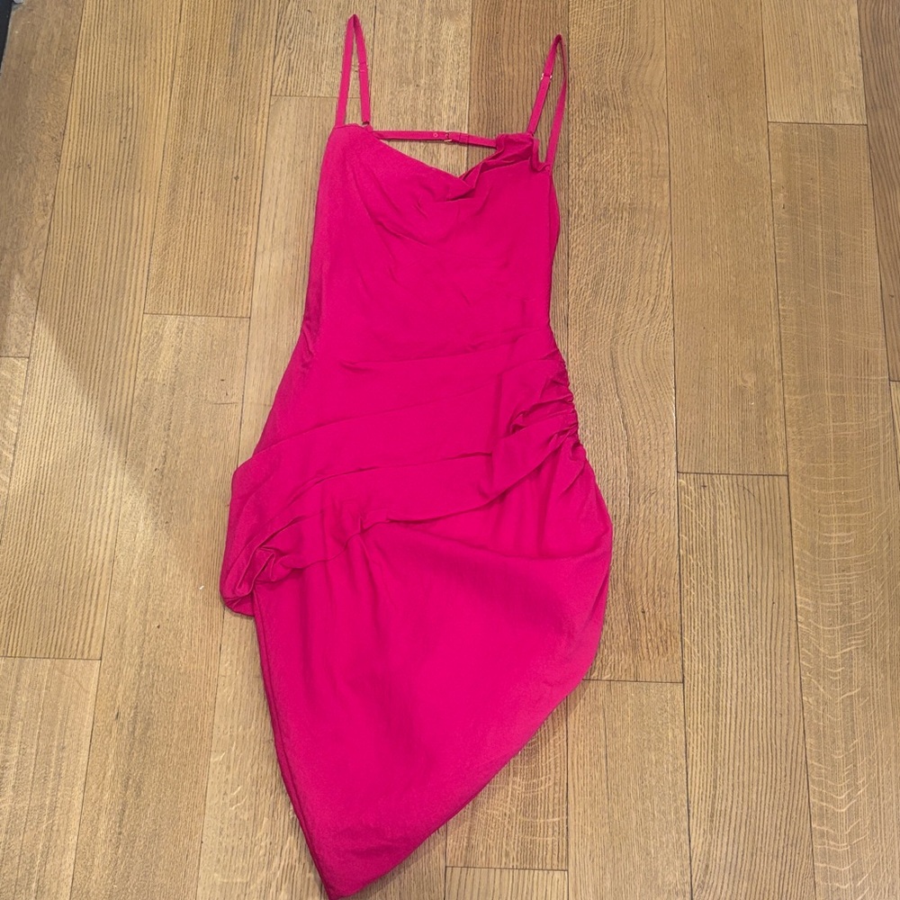 Jacquemus Hot Pink Asymmetrical Slip Dress